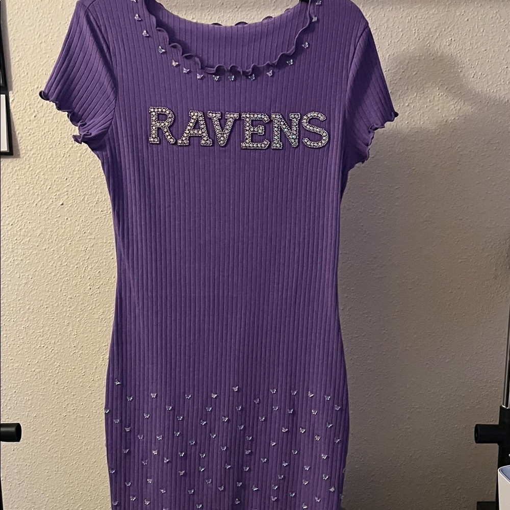 SHEIN Purple Midi Dress with Rhinestone Details